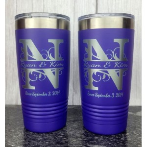 His & Her Tumbler Set -- Fancy Letter