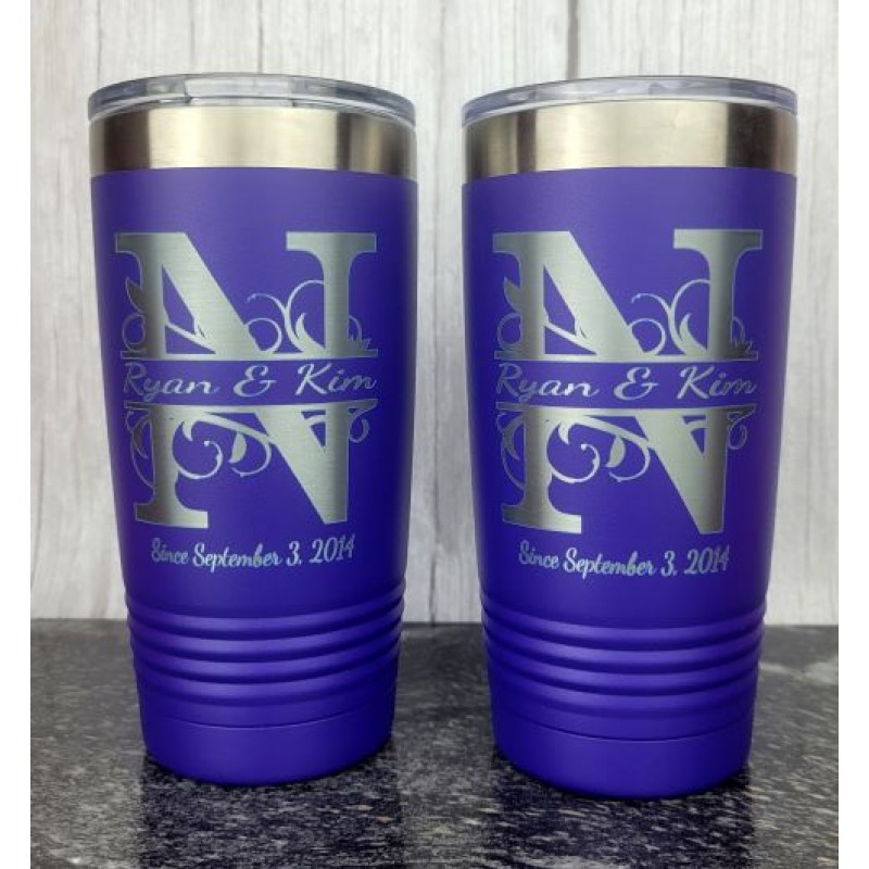 His & Her Tumbler Set -- Fancy Letter His & Her Tumbler Set -- Fancy Letter